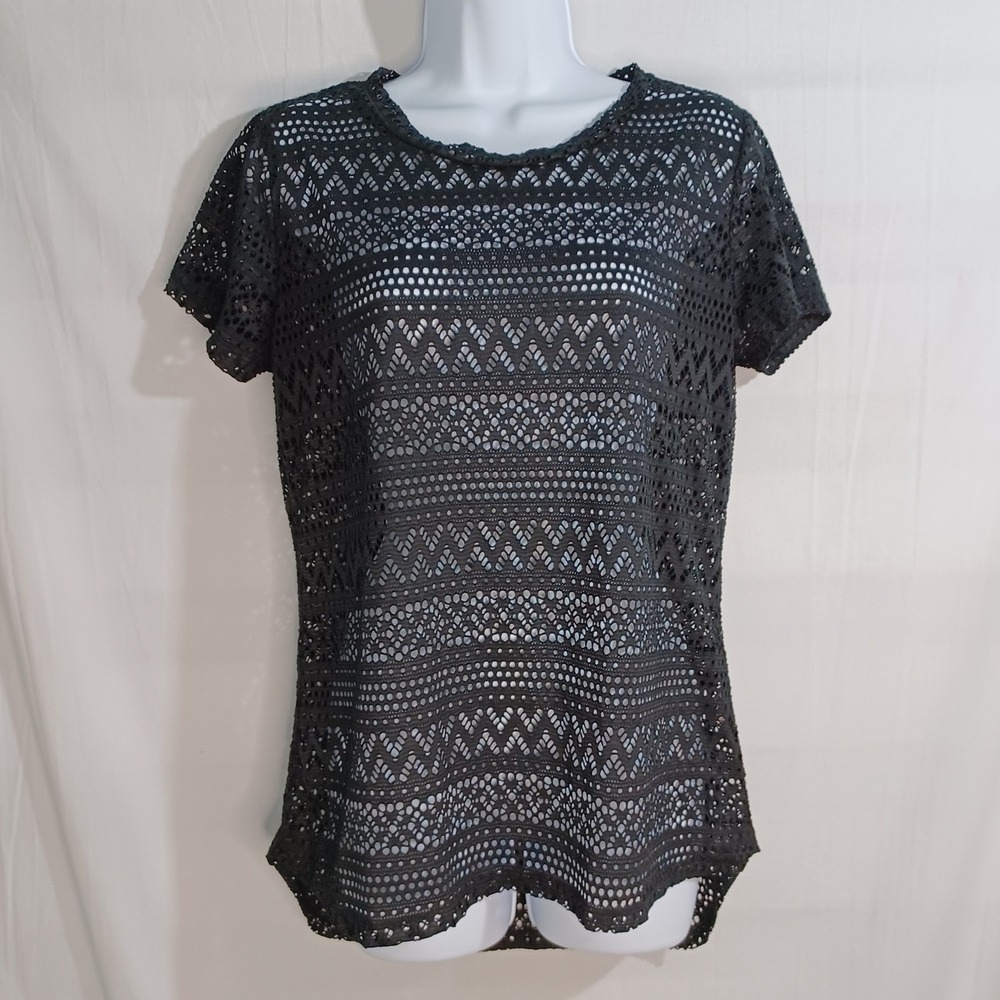 Women's Annabelle Black See Through Goth Emo Knit Top Size Large